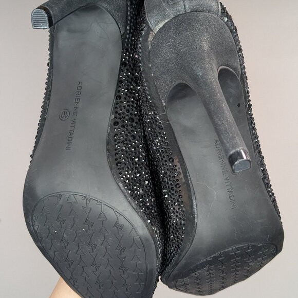 Adrienne Vittadini Noon Transparent Heeled Boot Black Size 10 - Picture 5 of 5